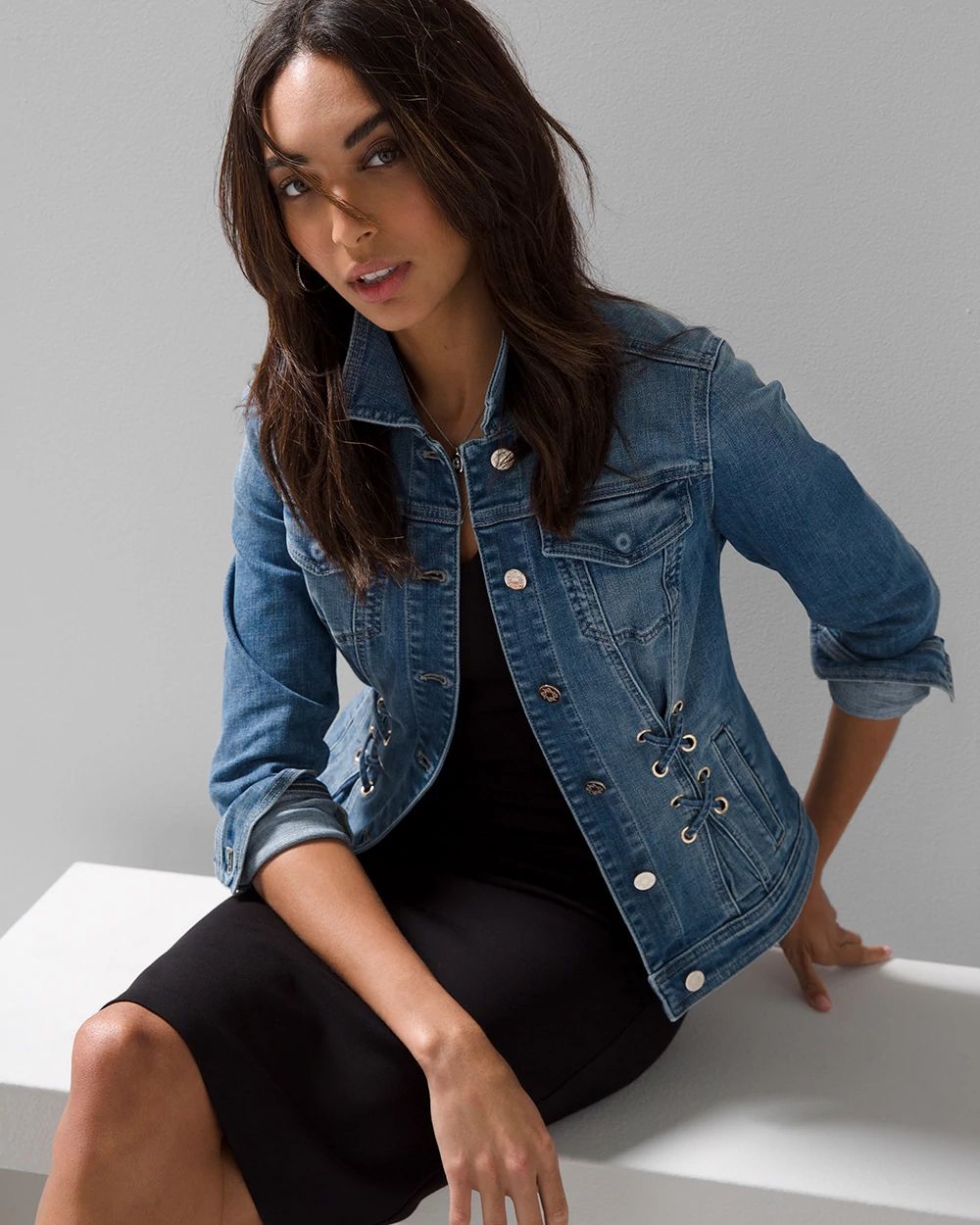 Grommet Trucker Denim Jacket