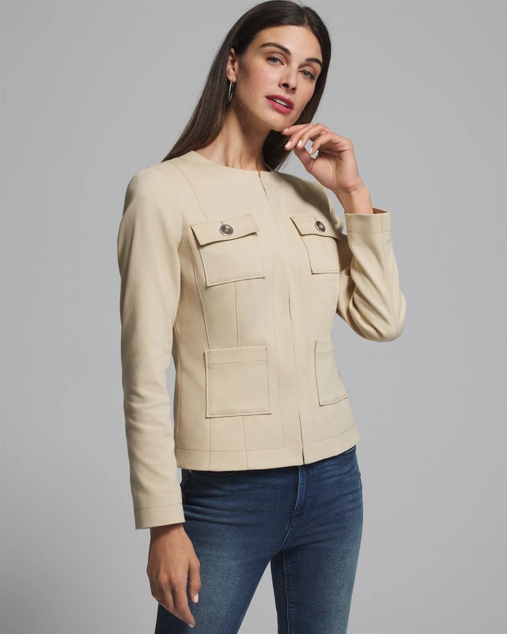 Outlet WHBM Long Sleeve Collarless Jacket