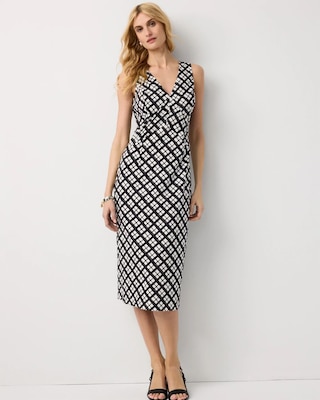 Poplin V-neck Midi Dress