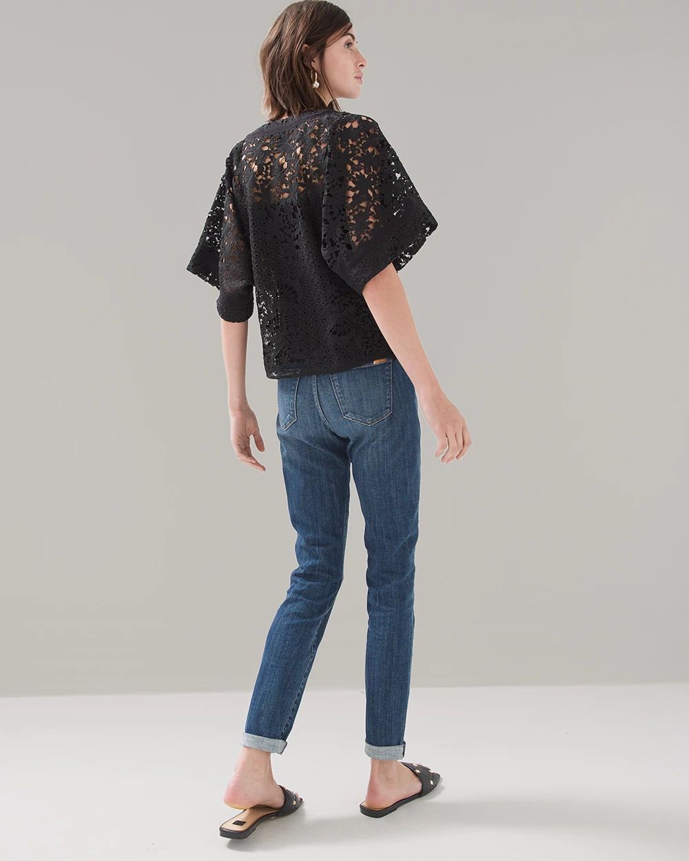 V-Neck Lace Kimono