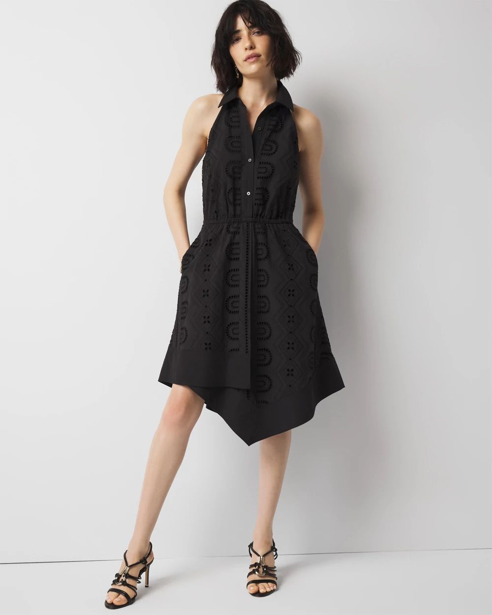 Petite Cotton Eyelet Asymmetric Dress