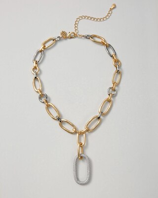 Mixed Metal Pavé Link Necklace