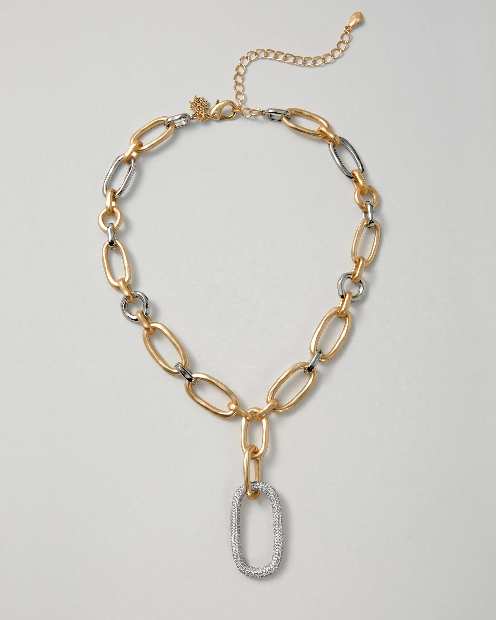 Mixed Metal Pavé Link Necklace