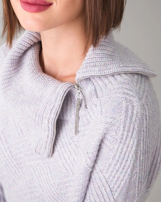 Split Neck Zipper Pullover