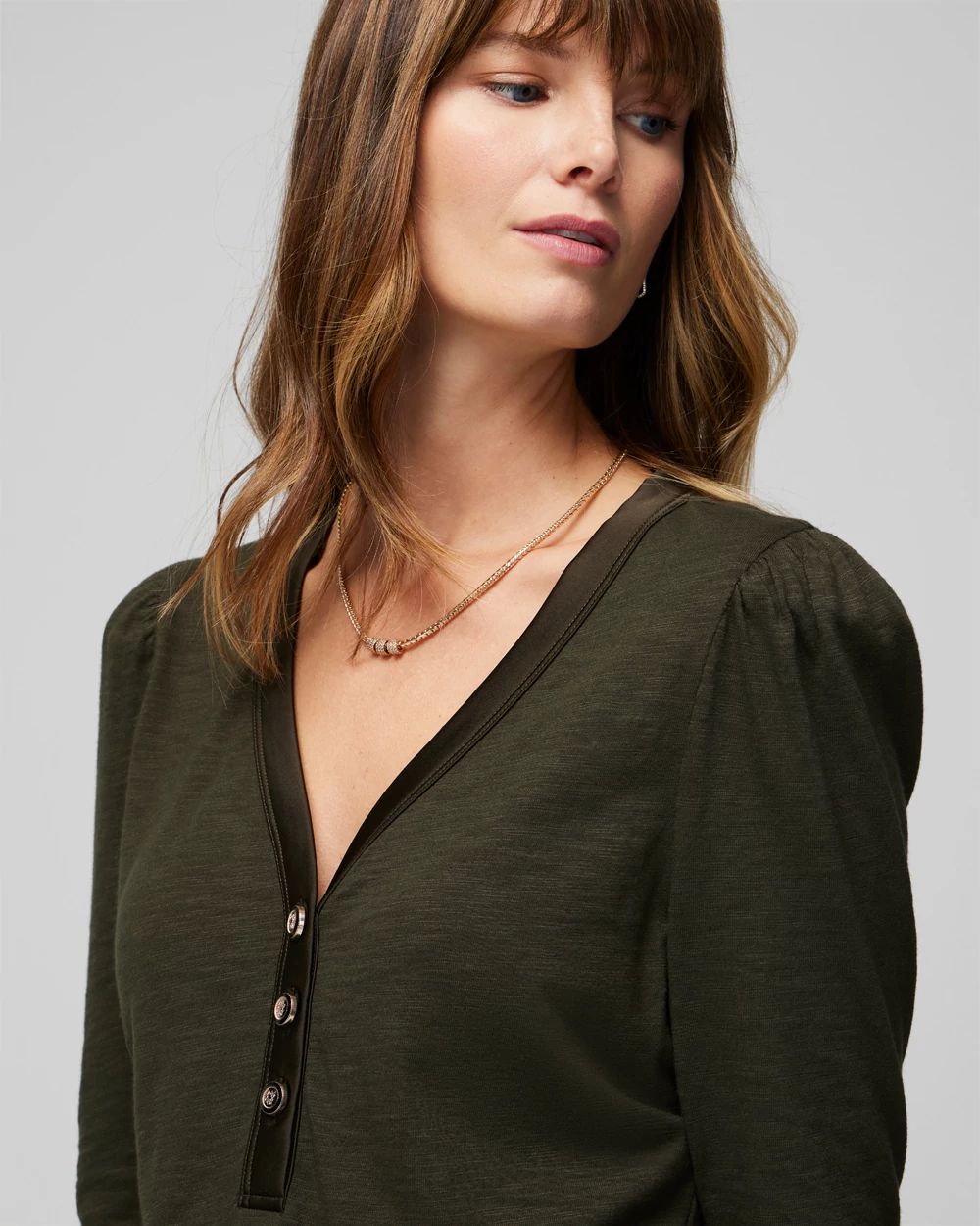 3/4 Sleeve Henley Tee click to view larger image.