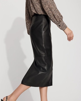 Faux Leather Midi Pencil Skirt click to view larger image.