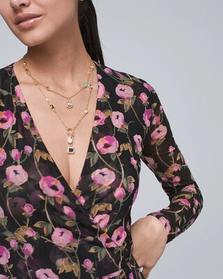 Jeweled Double-Strand Charm Necklace