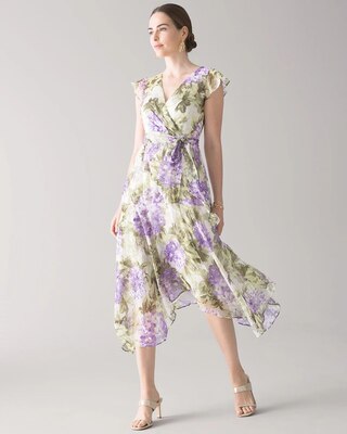 Flutter Sleeve High-Low Midi-Dress