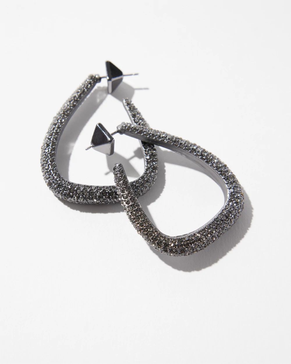 Hematite Crystal Hoop Earrings