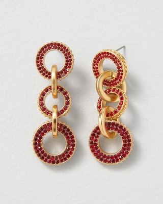 Goldtone & Red Rings Drop Earrings click to view larger image.