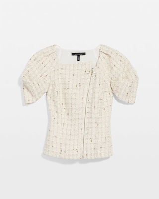 Puff Sleeve Tweed Top click to view larger image.