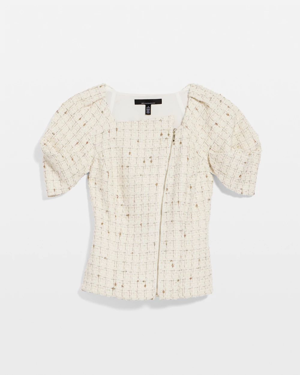 Puff Sleeve Tweed Top