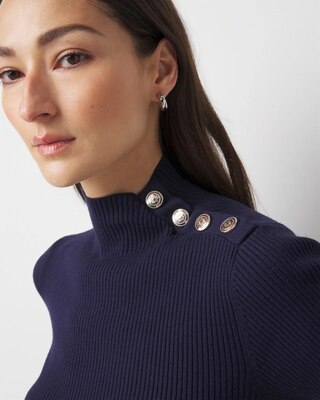 Elbow Sleeve Mock Neck Sweater click to view larger image.