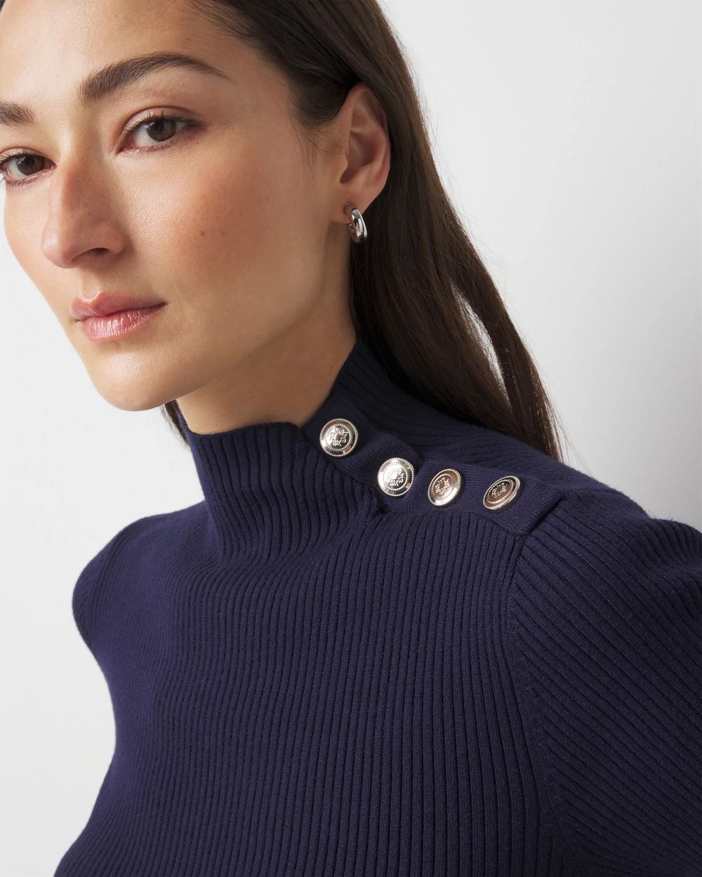 Petite Elbow Sleeve Mock Neck Sweater