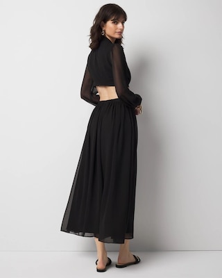Long-Sleeve V-Neck Cutout Midi Dress click to view larger image.