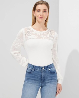 Outlet WHBM Pointelle Pullover Sweater