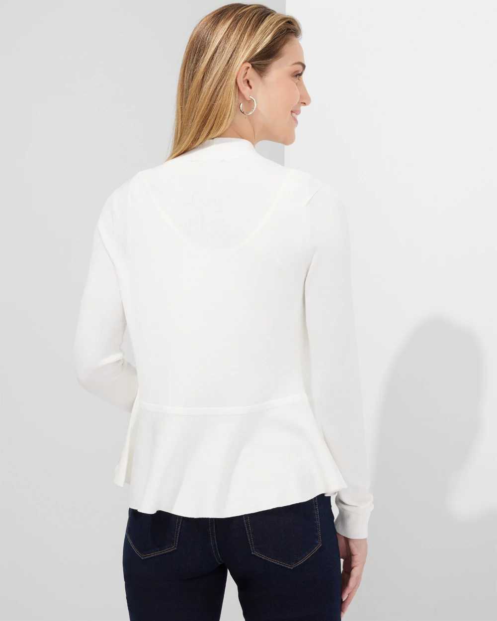 White peplum cardigan hot sale