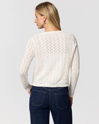 Pointelle Cotton Button-Front Cardigan click to view larger image.