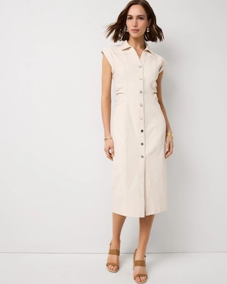 Button Front Sheath Dress