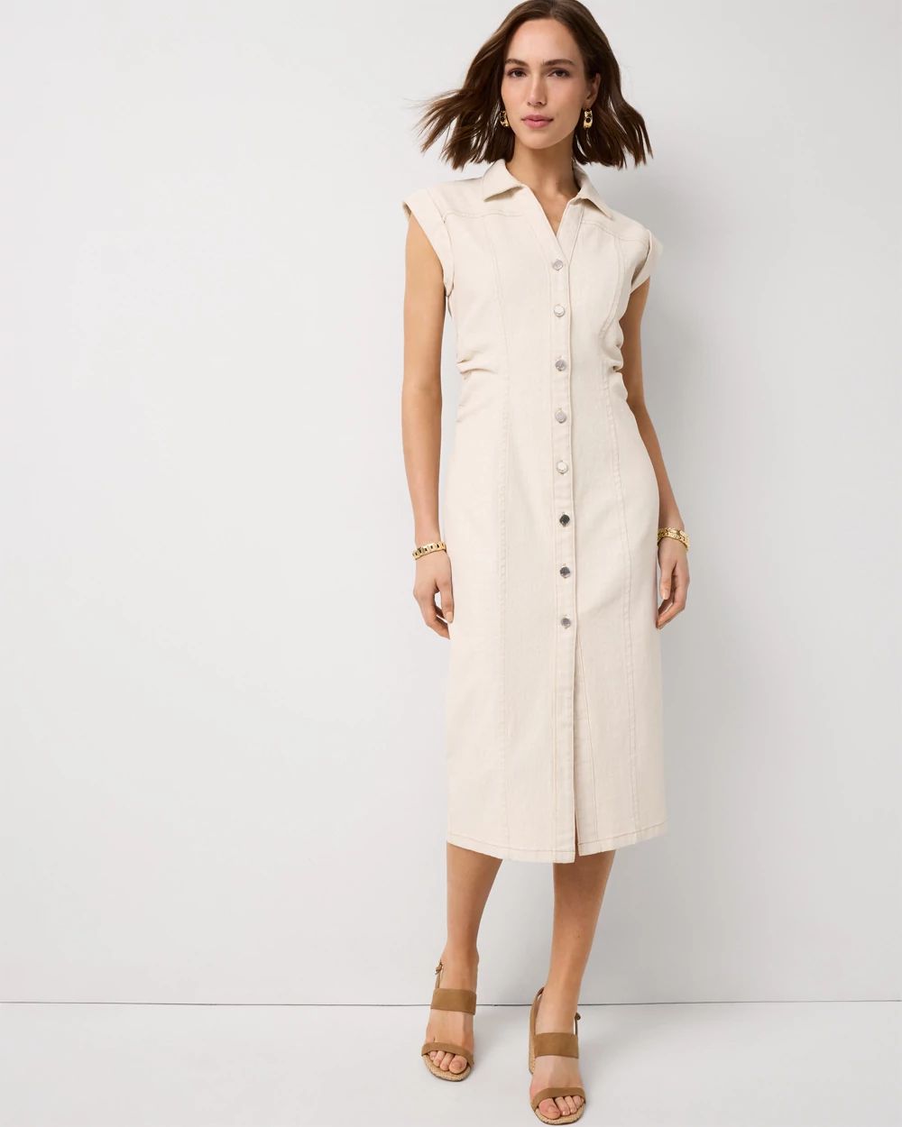 Button Front Sheath Dress