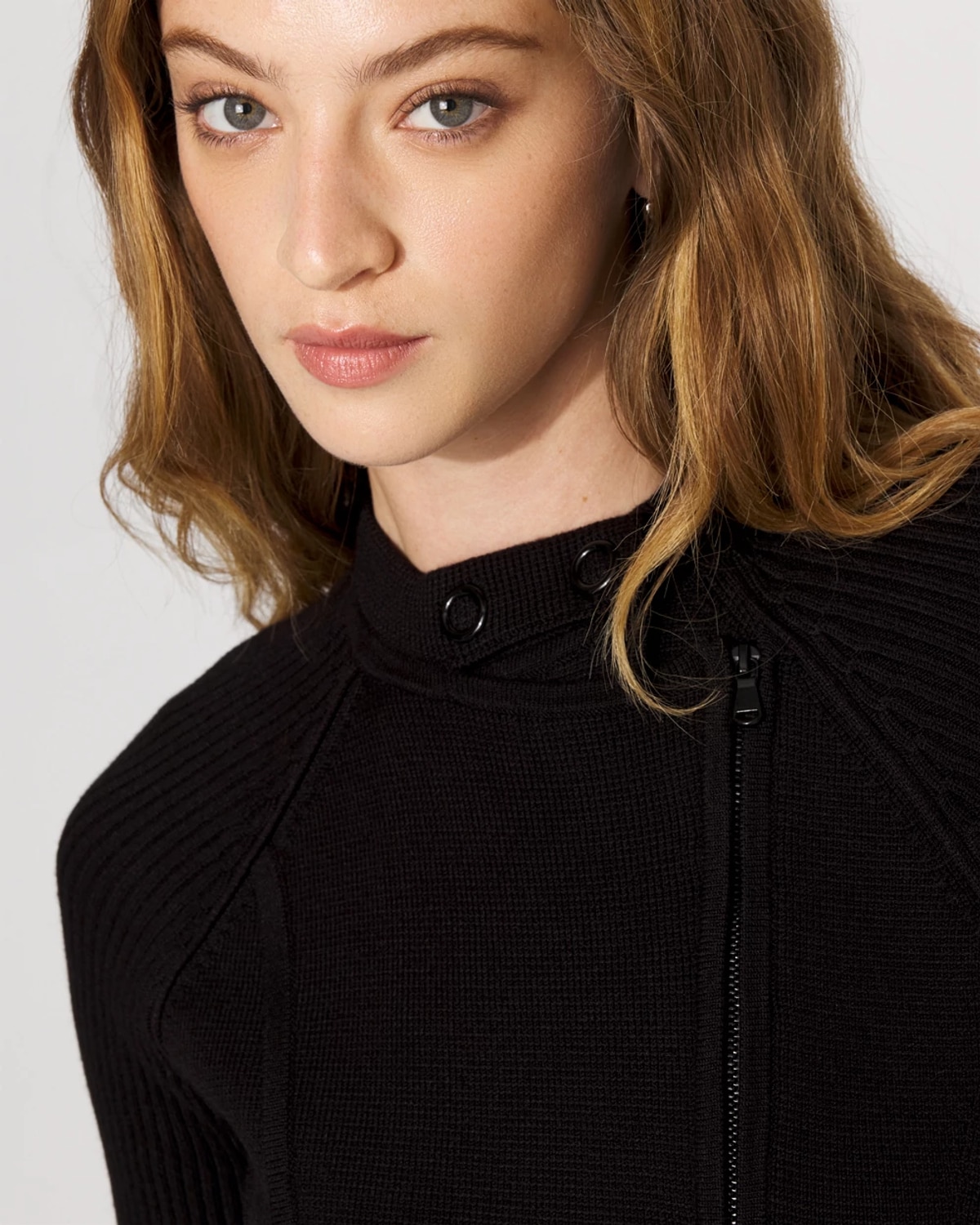 White House Black Market Petite Moto Sweater Jacket In Black