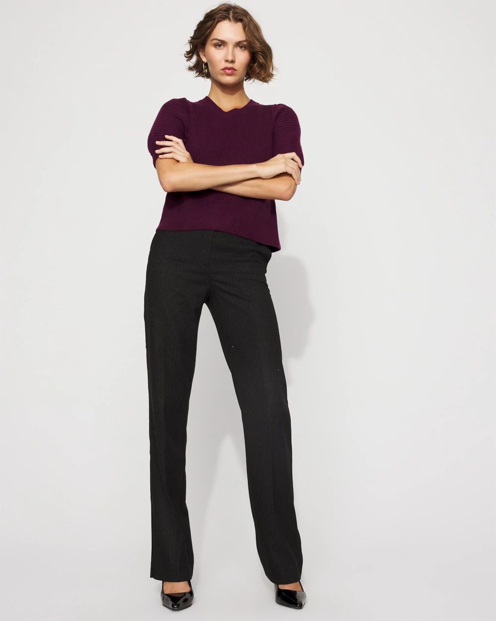 Petite Riley Embellished High-Rise Trouser