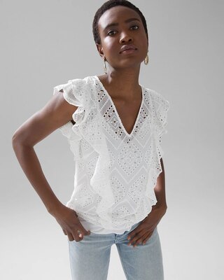 Flutter Sleeve Embroidered Top