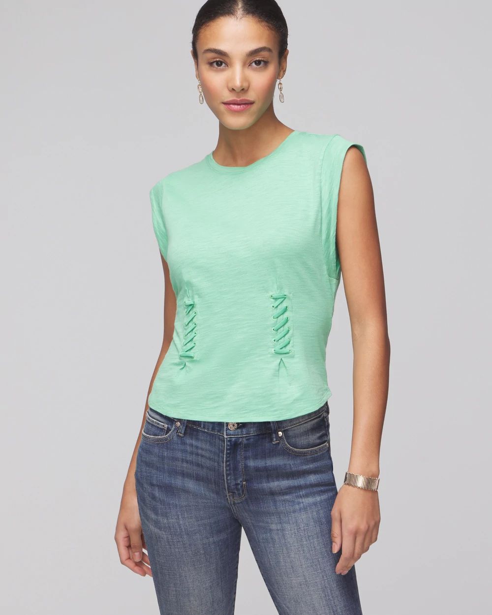 Lace-Up Peplum Tee