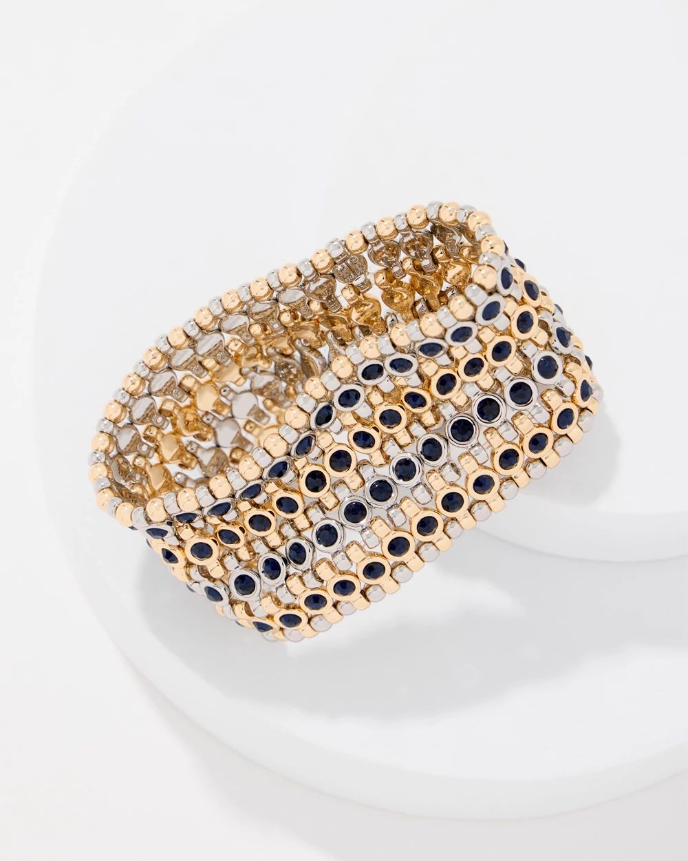 Colored Glass Stone Stretch Bracelet click to view larger image.