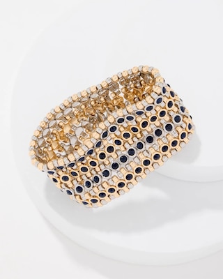 Colored Glass Stone Stretch Bracelet click to view larger image.