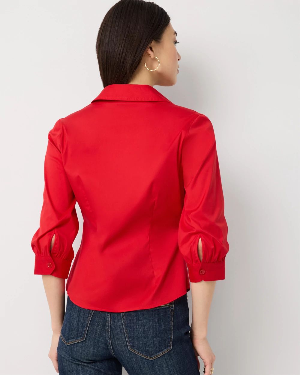 Elbow Sleeve Poplin Shirt click to view larger image.
