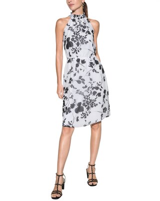 Outlet WHBM Mock Neck Halter A-Line Dress