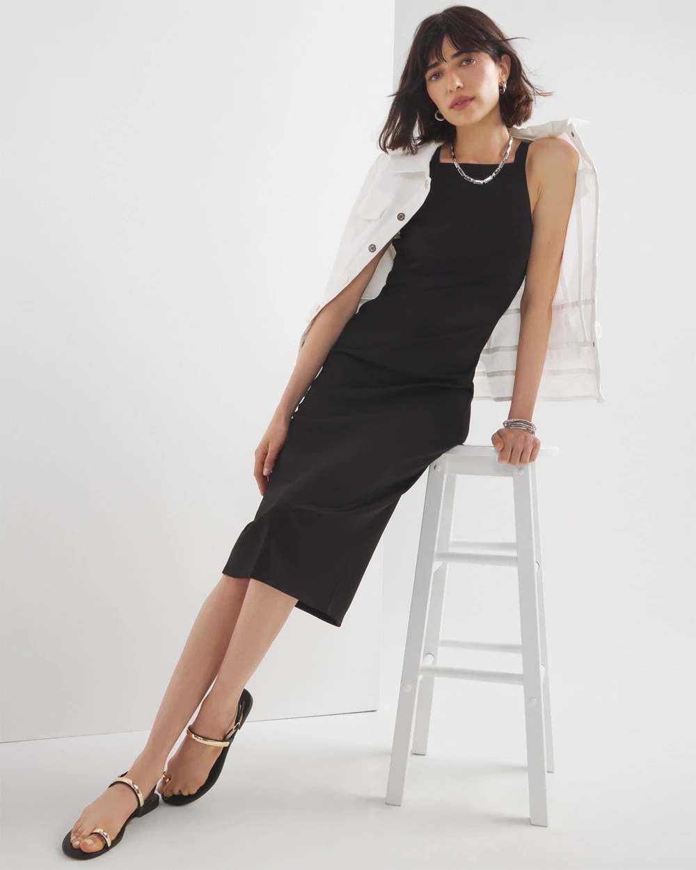 WHBM® FORME Rib Cutout Midi Dress