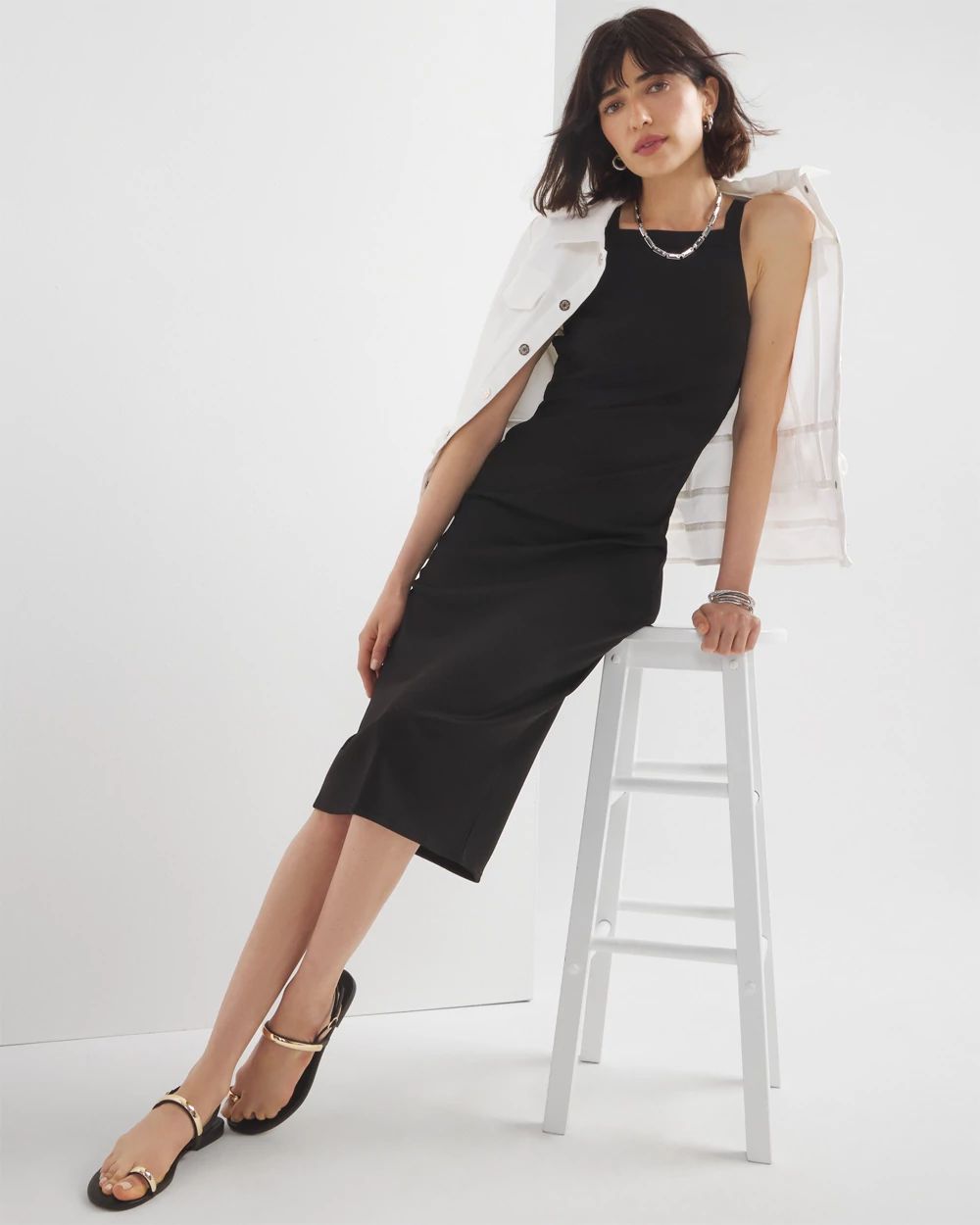 WHBM® FORME Rib Cutout Midi Dress click to view larger image.