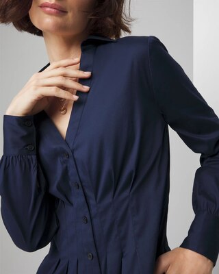 Long Sleeve Poplin Shirt Dress click to view larger image.