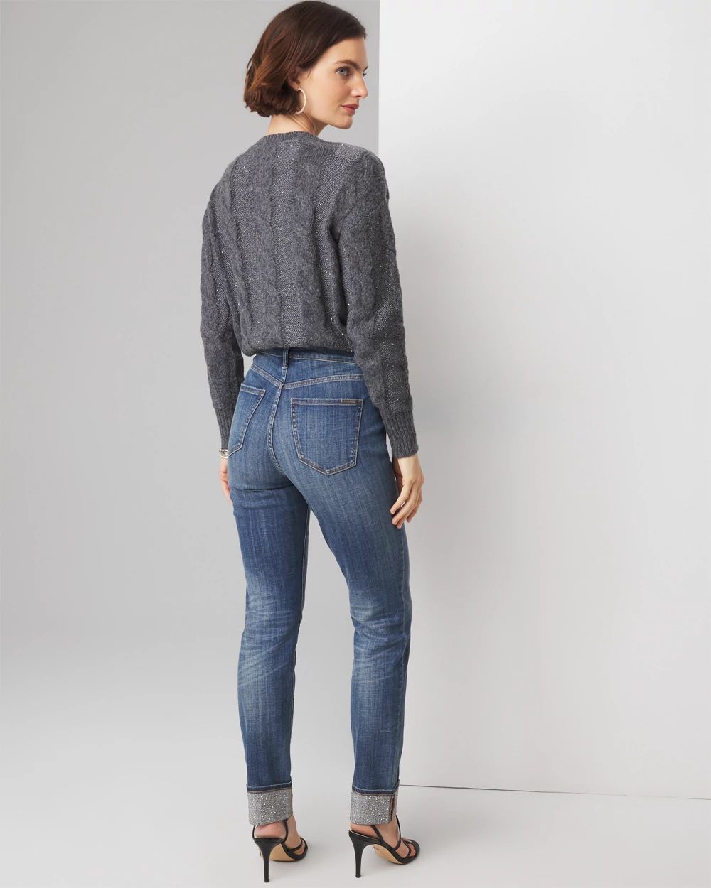 High-Rise Everyday Soft Denim™ Embellished Cuff Slim Jean