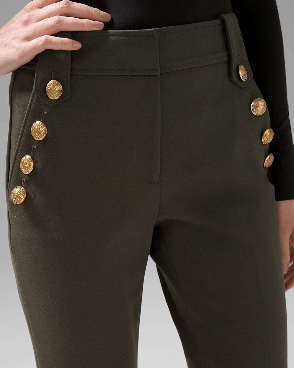 WHBM® Jolie Button Straight Luxe Stretch Pant click to view larger image.