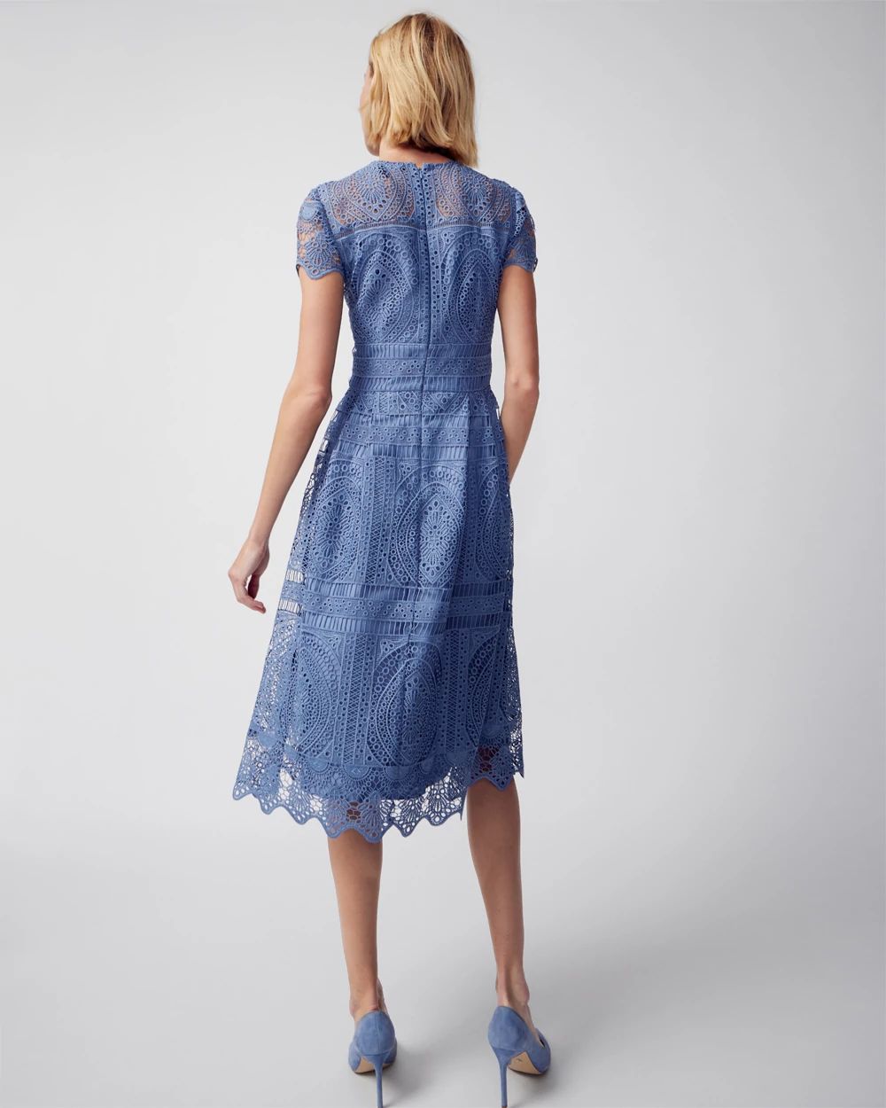 Embroidered Lace Fit-and-Flare Dress