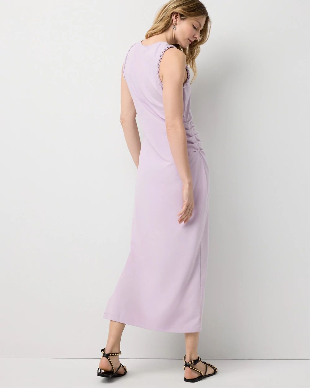 Ruched Sleeveless Midi Dress