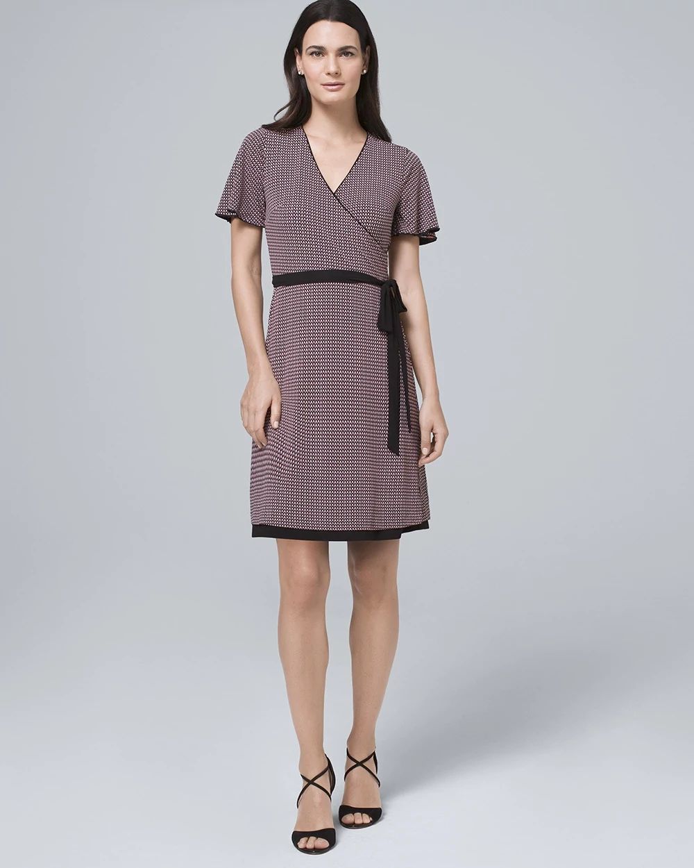 Reversible Floral/Geo-Print Faux-Wrap Dress