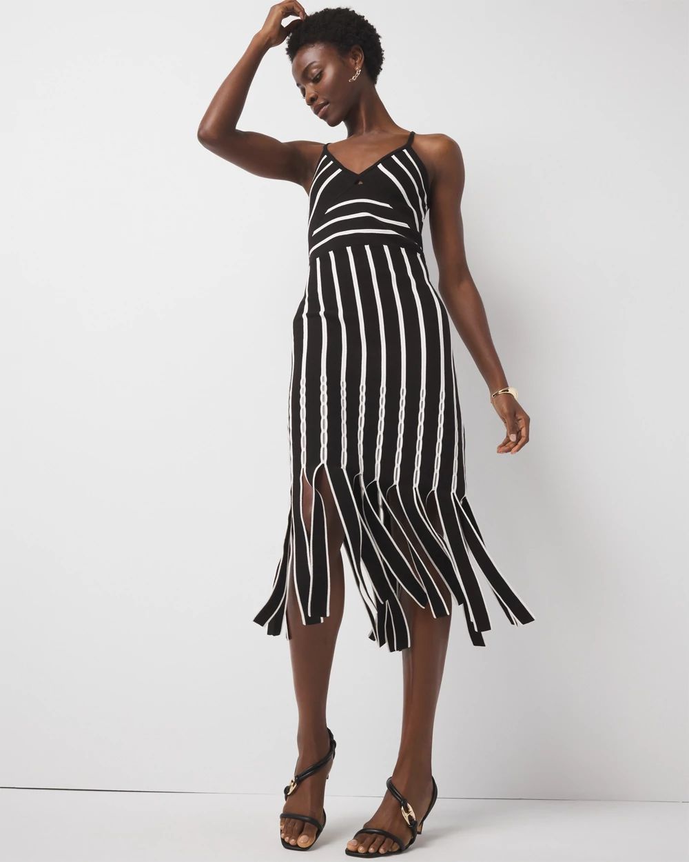Halter Sweater Dress with Fringe
