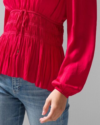 Long-Sleeve Fitted Waist Blouse