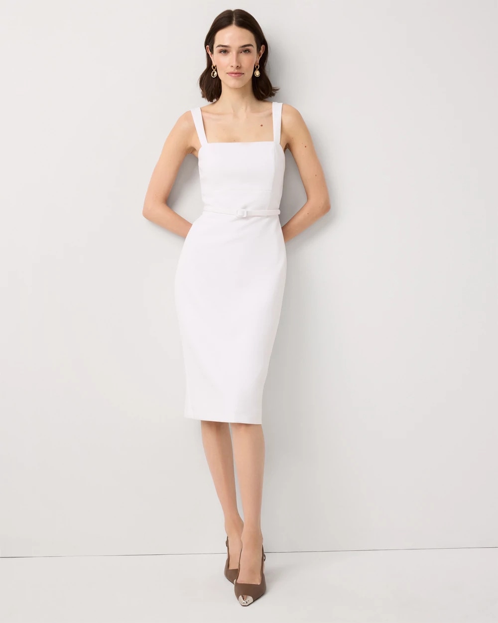 Belted Midi Sheath Dress