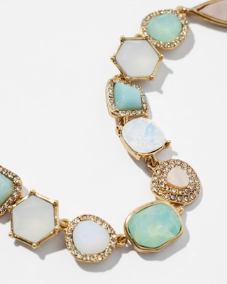 Gold Pave Stone Single Strand Necklace