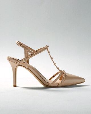 Strappy Studded Mid-Heel Pump