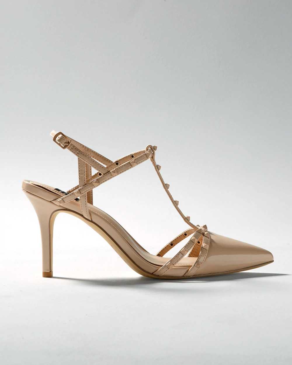 Strappy Studded Mid Heel Pump White House Black Market