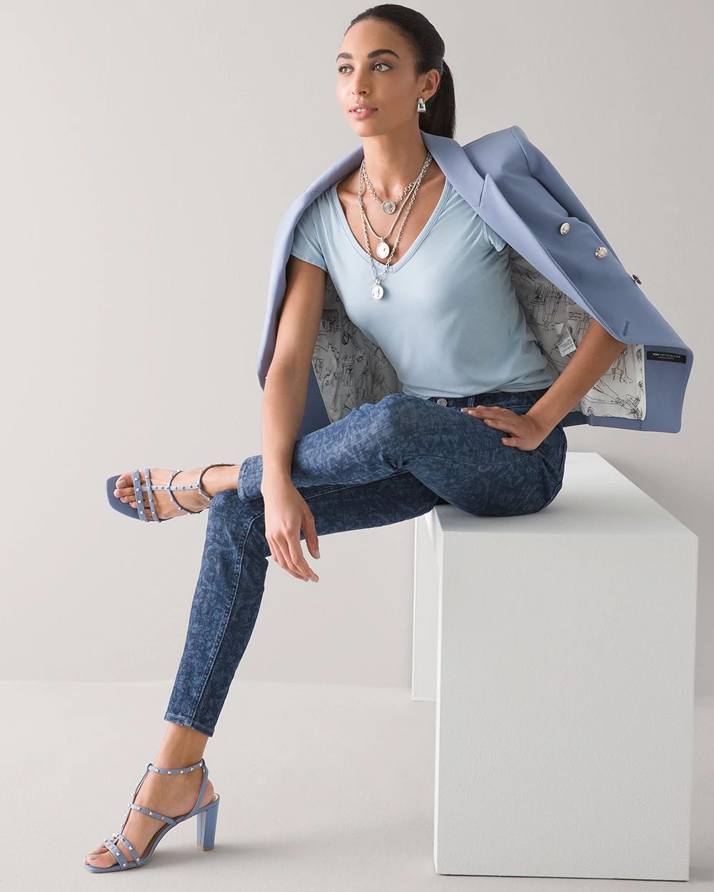 Mid-Rise Everyday Soft Denim™ Damask Print Skinny Jeans