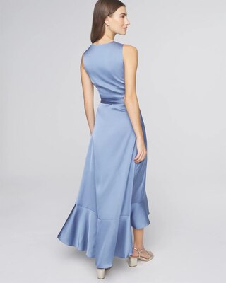 Sleeveless Satin Wrap Dress