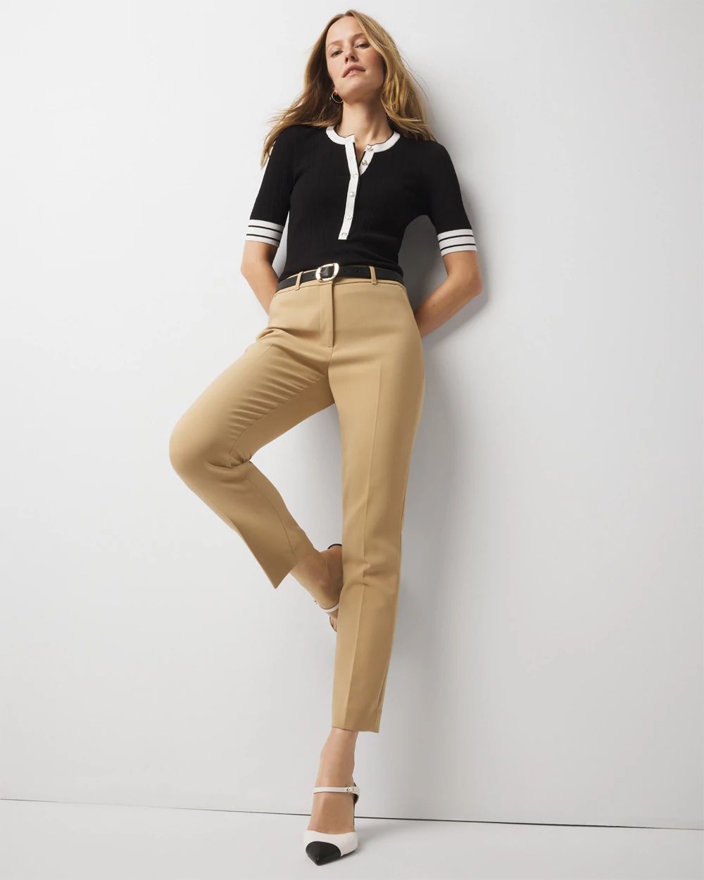 WHBM® Elle Slim Ankle Luxe Double Weave Pants