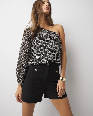 One-Shoulder Embroidered Blouse click to view larger image.